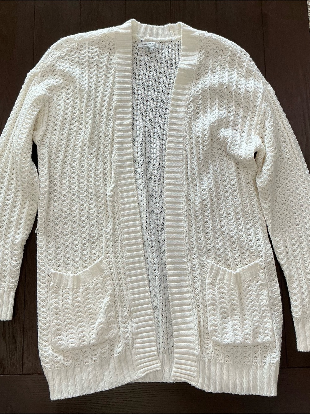 Women’s American Eagle Open-Front Cream Knit Cardigan Sweater